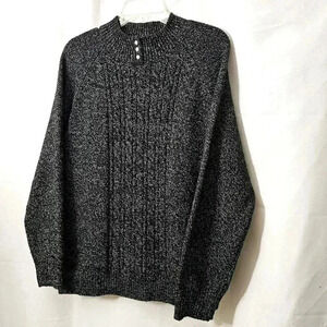 Rebecca Malone Womens Black White Acrylic Blend Mock Knit Sweater XL